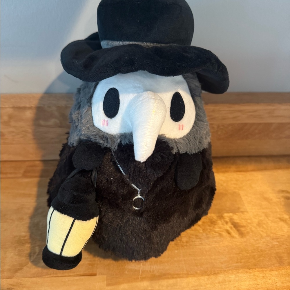 Plush Plague Doctor Stuffed Animal Toy - Black and White